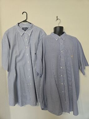 2 Ralph Lauren Men’s Light Blue Striped Short-Sleeve Button-Down Shirts